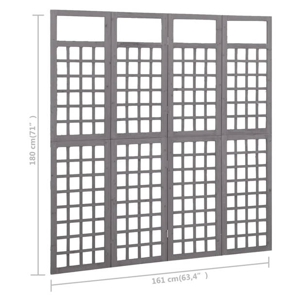 The Living Store Trellis - Grijs - Massief Vurenhout - 161 x 180 cm - Kamerscherm/Terrasscherm