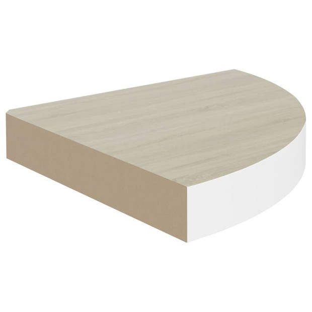 vidaXL Hoekwandschap 25x25x3,8 cm MDF eikenkleurig en wit