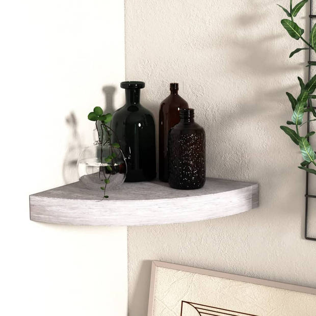 The Living Store Hoekplank - Betongrijs - 25 x 25 x 3.8 cm - Honingraat MDF en Metaal