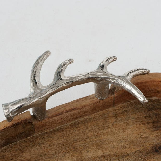 4goodz Deer Dienblad Mango Hout 31x56x8 cm - Bruin/Zilver