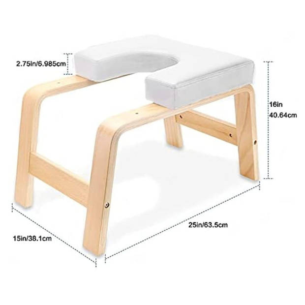 Decopatent® Yoga stoel - Bamboe Inversie stoel - Wit Kussen -