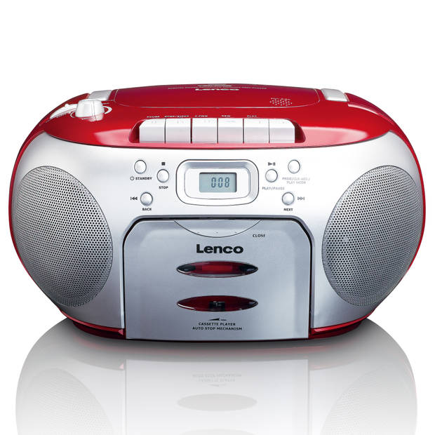 Portable FM Radio CD - Cassettespeler Lenco Rood-Zilver