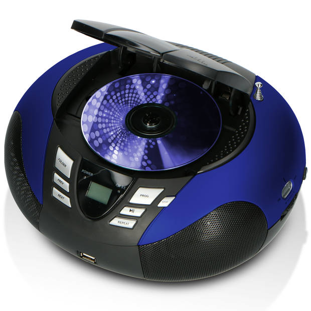 Draagbare FM Radio CD en USB speler Lenco Zwart-Blauw
