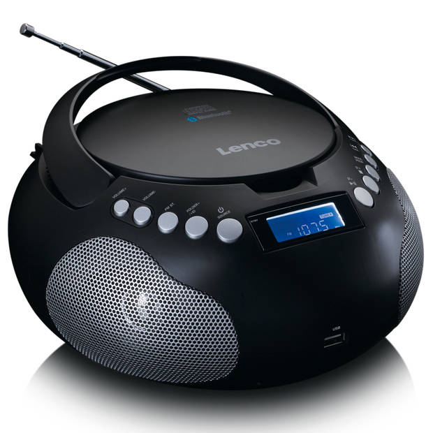 Draagbare Radio/CD/MP3 speler met USB en Bluetooth® Lenco Zwart-Zilver