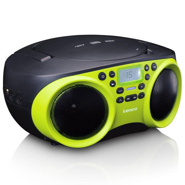 Radio CD Speler met MP3 en USB functie Lenco Zwart-Lime groen