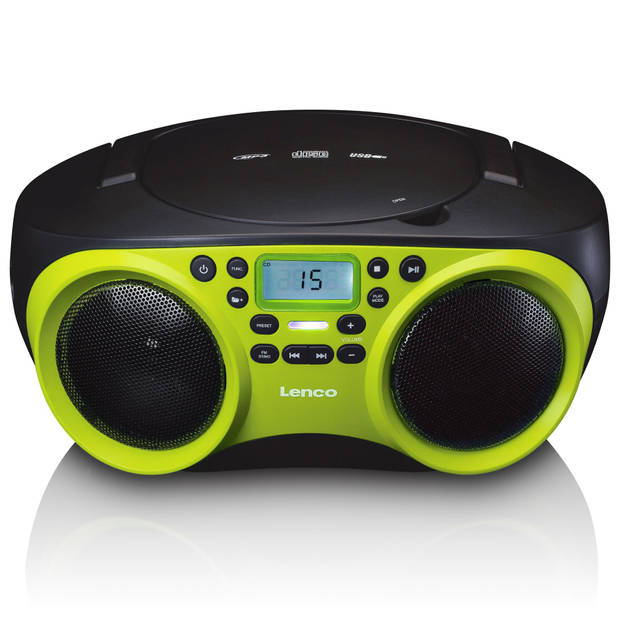 Radio CD Speler met MP3 en USB functie Lenco Zwart-Lime groen