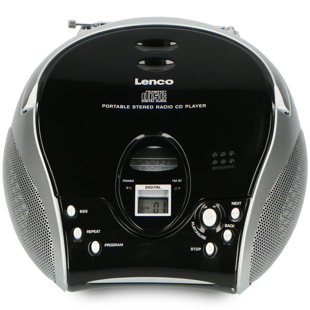 Draagbare stereo FM radio met CD-speler Lenco Zwart-Zilver
