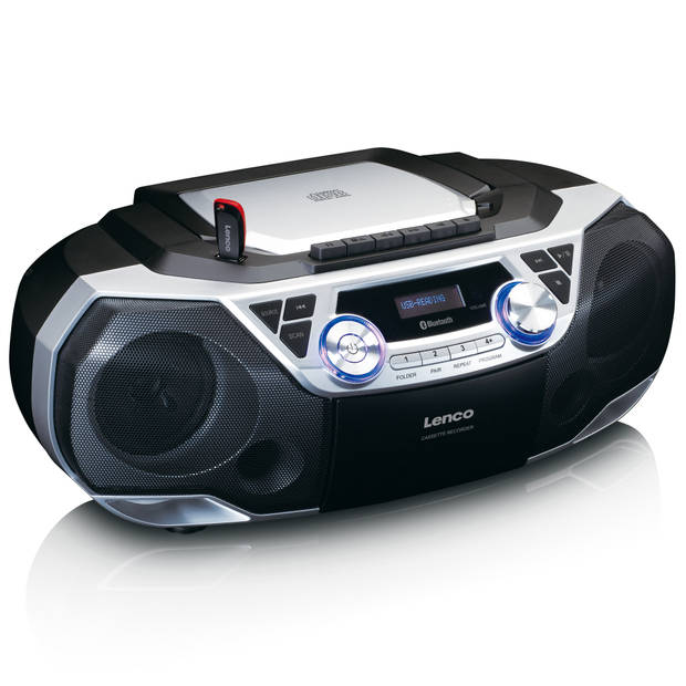 Draagbare radio CD-speler met Bluetooth® Lenco Zwart-Zilver