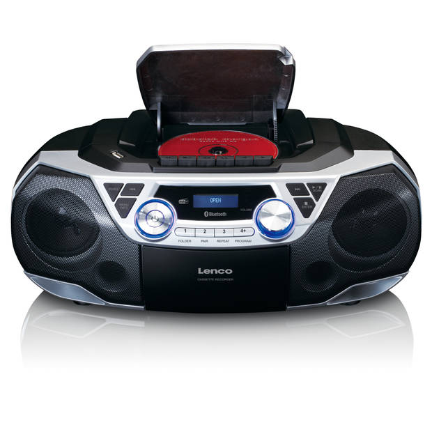 Draagbare boombox met DAB+/FM radio, Bluetooth®, CD, casette recorder en USB speler Lenco Zwart-Zilver