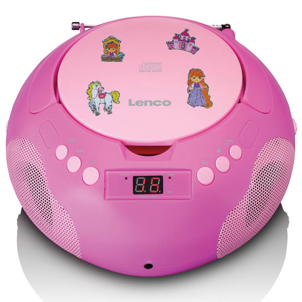 Draagbare radio/ CD player met microfoon Lenco Roze