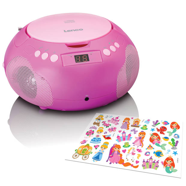 Draagbare radio/ CD player met microfoon Lenco Roze