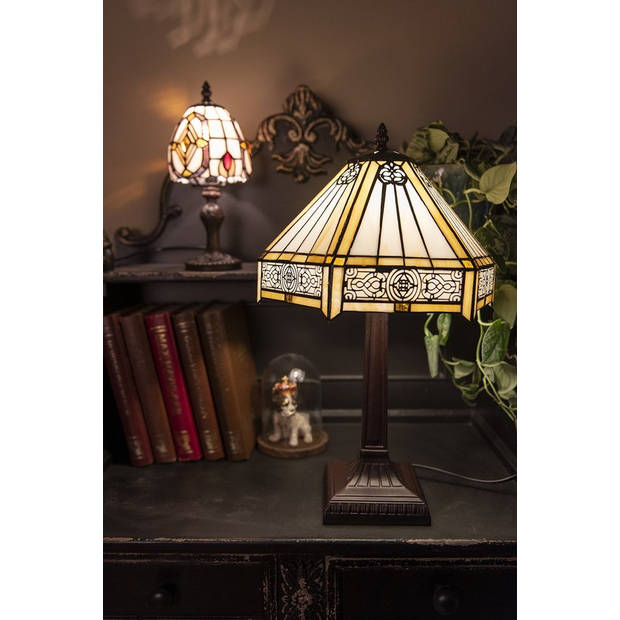 Clayre & Eef Tafellamp Tiffany Ø 13*29 cm E14/max 1*40W 5LL-6138