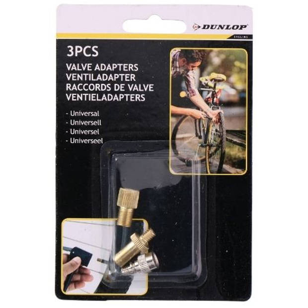 Dunlop Fietsventiel - Set 3 Stuks - Verloopnippel - Frans Ventiel - Universeel - Ventiel voor Fiets - Band