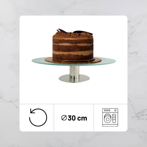 OTIX Taartplateau - Luxe - Glas - Met Voet - Draaibaar - Taartschaal - Taartbord - Cake