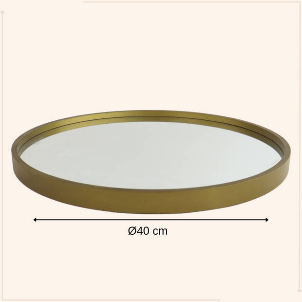 MISOU Spiegel - Rond - Goud - 40cm - Hout en glas - Wandspiegel