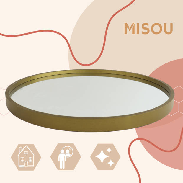 MISOU Spiegel - Rond - Goud - 40cm - Hout en glas - Wandspiegel