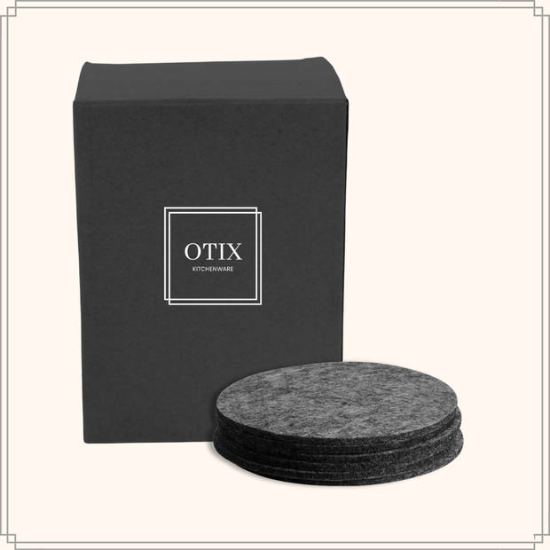 OTIX Onderzetters - Vilt - Zwart - 6 Stuks