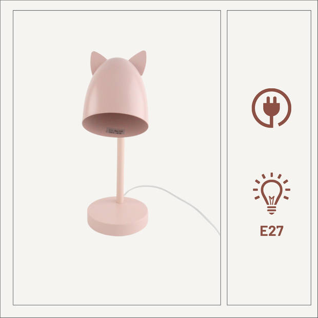 MISOU Slaapkamer Lamp - Nachtkastje - Metaal - 25W - Roze - Kinderlamp - Nachtlampje