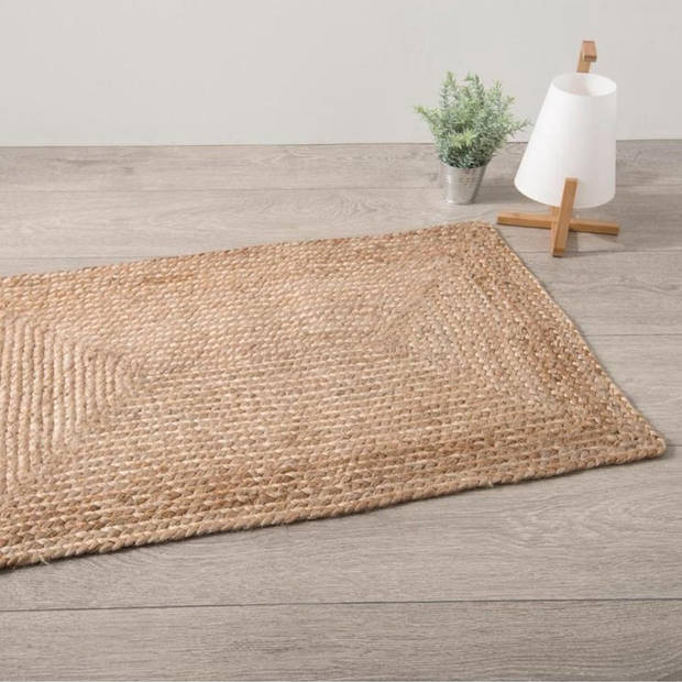 MISOU Jute - Vloerkleed - Rechthoek - Gewoven - Vintage - Beige - 60 x 90 cm