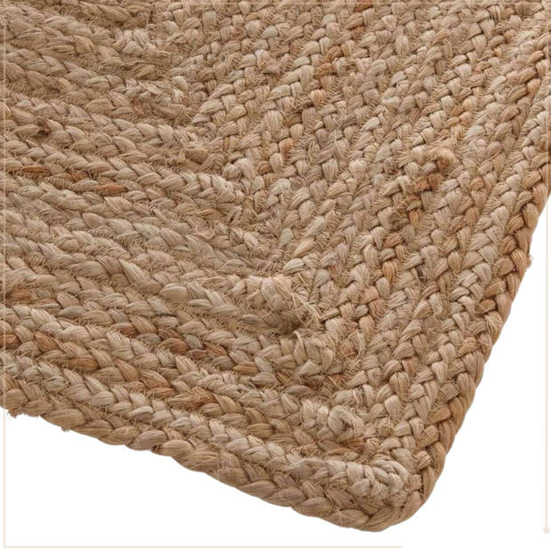 MISOU Jute - Vloerkleed - Rechthoek - Gewoven - Vintage - Beige - 60 x 90 cm