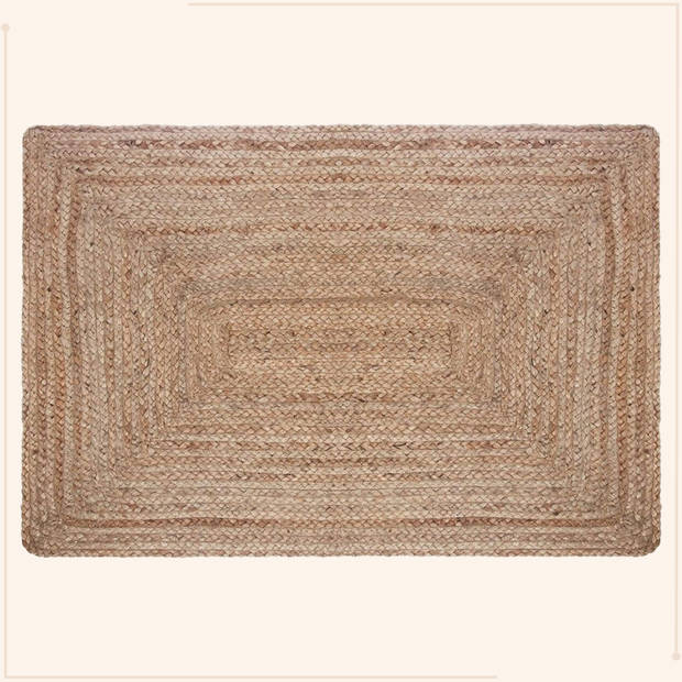 MISOU Jute - Vloerkleed - Rechthoek - Gewoven - Vintage - Beige - 60 x 90 cm