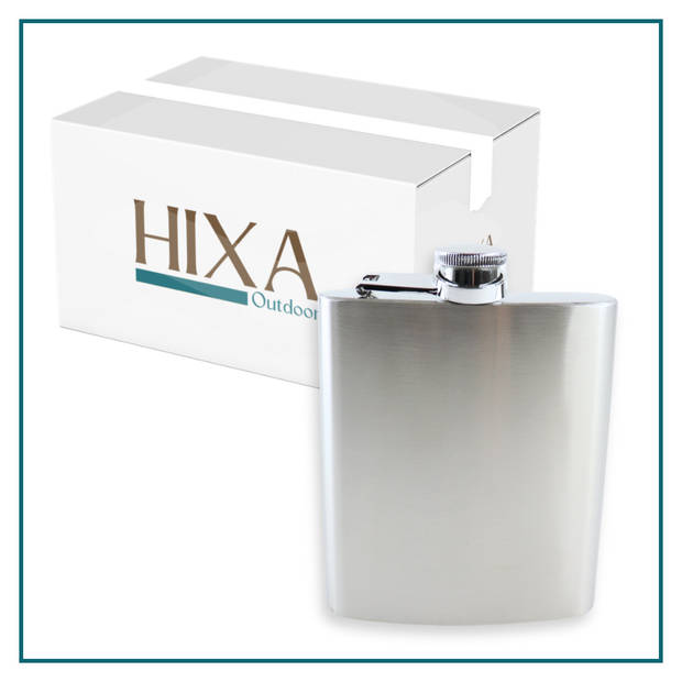 HIXA Heupfles - Flacon - Veldfles - RVS - Drinkfles - Platvink - 200ml - Zilver