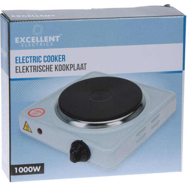 Excellent Electrics Kookplaat elektrisch - 1 pit - 23 x 23 cm - 1000 W - camping kooktoestel - Kookbranders