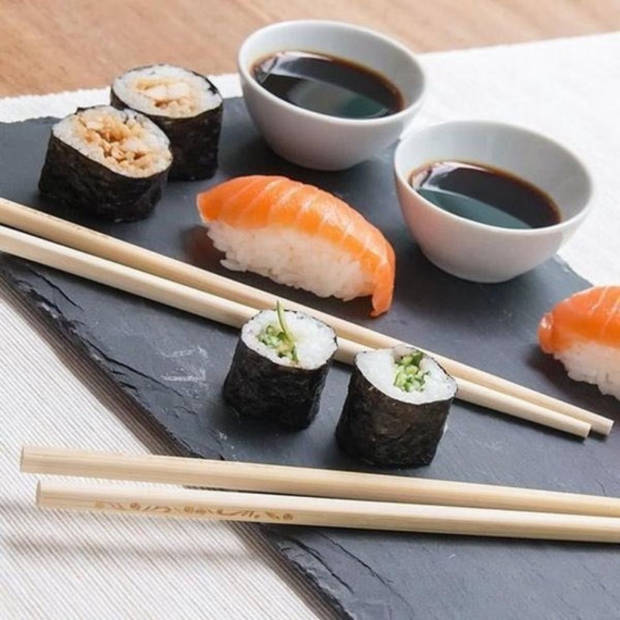 Excellent Houseware Sushi Servies - voor 2 Personen - Set 7-delig - Leisteen - met stokjes