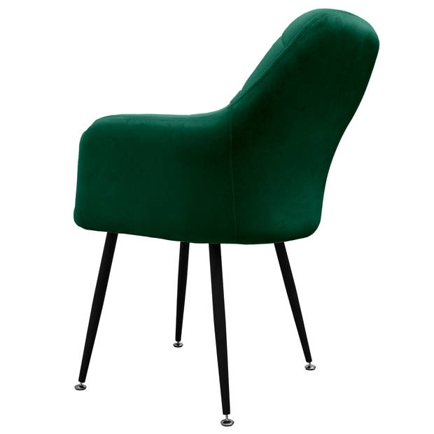 ML-Design set van 2 eetkamerstoelen, donkergroen, met rugleuning en armleuningen