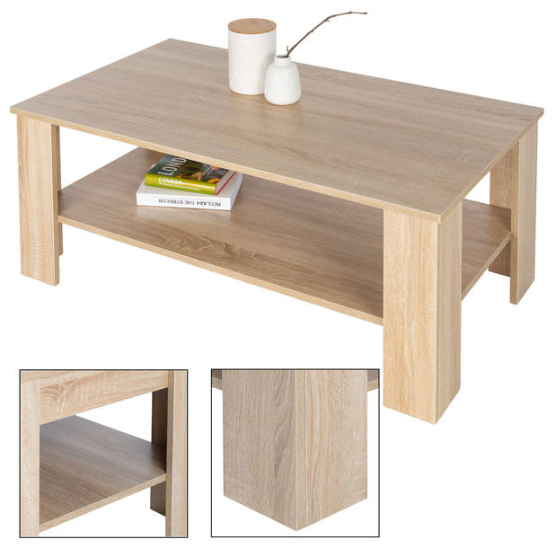 Ml-Design salontafel Sonoma eik, 100x43x57 cm, gemaakt van spaanplaat en hout optiek met melamine coating