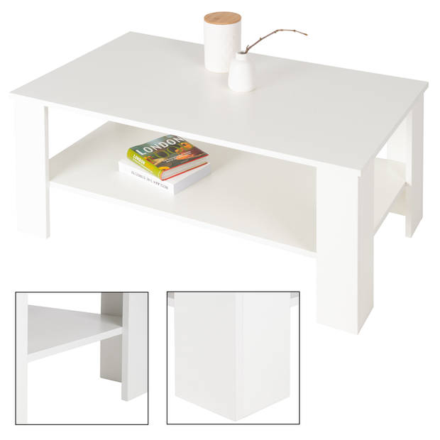 ML-Design salontafel wit, 100x43x57 cm, gemaakt van spaanplaat met melamine coating