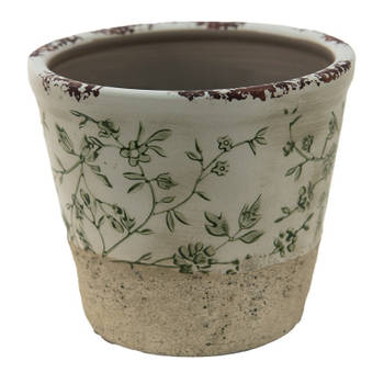 Clayre & Eef Groene Decoratie bloempot Ø 16*16 cm 6CE1384L