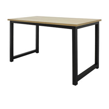 ML-Design bureau eiken-zwart, 120x60x75 cm, gemaakt van MDF en metaal met poedercoating