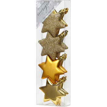 Christmas goods Kersthangers - 8x - sterren - goud - 6 cm - Kersthangers