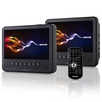7" Dubbel scherm portable DVD speler met USB Lenco MES-212 Zwart