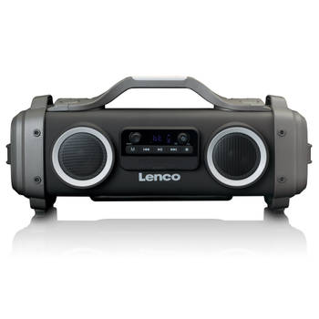 Splashproof Bluetooth® speaker FM radio USB en micro SD met lichteffecten Lenco Zwart-Grijs