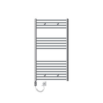 ECD Germany Radiator Badkamerverwarmer Elektrische handdoekverwarmer 750 x 1200 mm Chromen rechte staaf 1200W