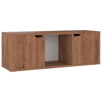 vidaXL Tv-meubel 88,5x27,5x30,5 cm bewerkt hout bruin eikenkleurig