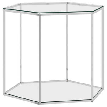 vidaXL Salontafel 60x53x50 cm roestvrij staal en glas zilverkleurig