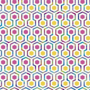 Noordwand Behang Good Vibes Hexagon Pattern roze en geel