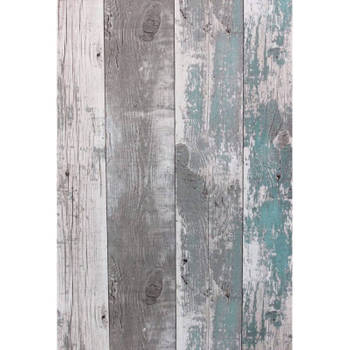 Noordwand Behang Topchic Wooden Planks donkergrijs en blauw