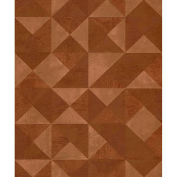 Noordwand Behang Topchic Graphic Shapes Facet metallic oranje