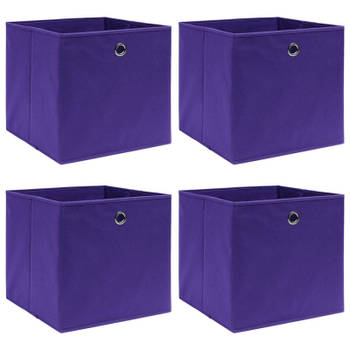 vidaXL Opbergboxen 4 st 28x28x28 cm nonwoven stof paars