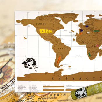 Decopatent® Kras wereldkaart XL Deluxe - Scratch map wereldkaart -