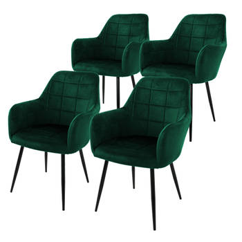 Set van 4 Eetkamerstoelen Donkergroen