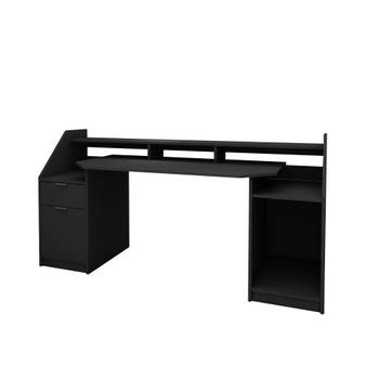 Bureau met lade 180x90 cm zwart MDF ML-Design