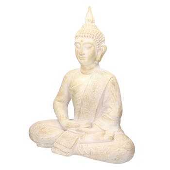 Boeddha-figuur beige/grijs, 51x29x64 cm, gemaakt van gegoten steen