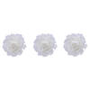 4x stuks decoratie bloemen wit met veertjes op clip 11 cm - Kunstbloemen