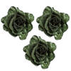 4x stuks groene decoratie rozen glitters op clip 10 cm - Kersthangers