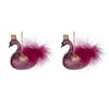 2x stuks kunststof kersthangers zwaan fuchsia roze 14 cm kerstornamenten - Kersthangers